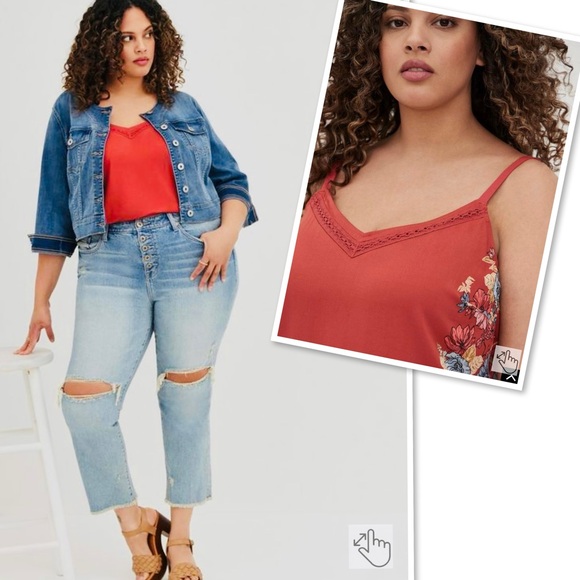 NWT Torrid Ava Stretch Challis With Lace Trim Cami Size 2 or 2X (18-20) - Picture 3 of 10